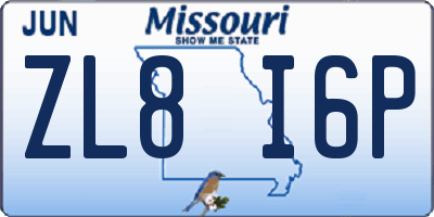 MO license plate ZL8I6P