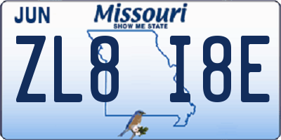 MO license plate ZL8I8E