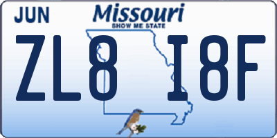 MO license plate ZL8I8F