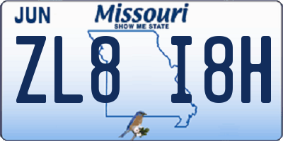 MO license plate ZL8I8H