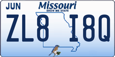 MO license plate ZL8I8Q