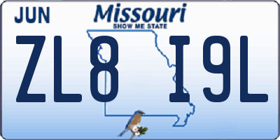 MO license plate ZL8I9L