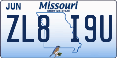 MO license plate ZL8I9U