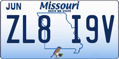 MO license plate ZL8I9V