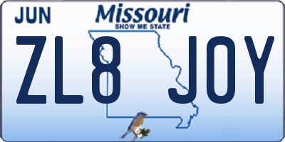 MO license plate ZL8J0Y