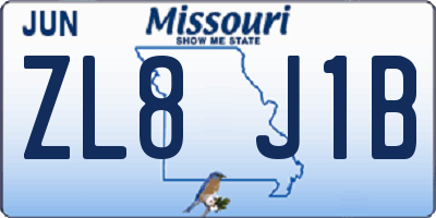 MO license plate ZL8J1B