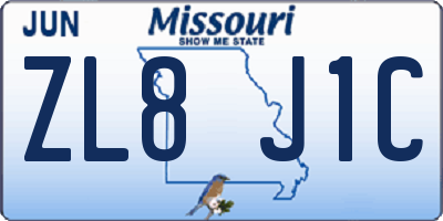MO license plate ZL8J1C