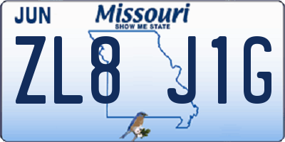 MO license plate ZL8J1G