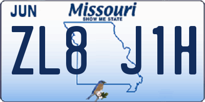MO license plate ZL8J1H