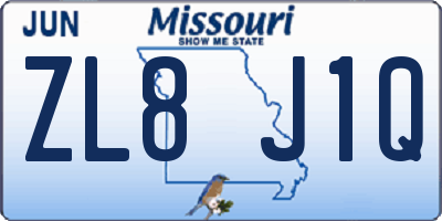 MO license plate ZL8J1Q