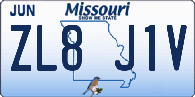MO license plate ZL8J1V