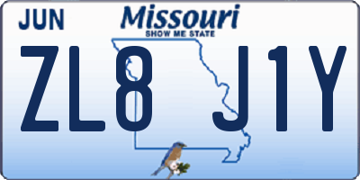 MO license plate ZL8J1Y