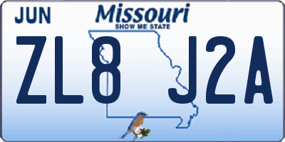 MO license plate ZL8J2A
