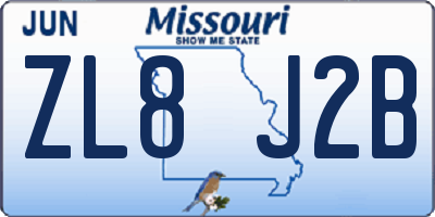 MO license plate ZL8J2B