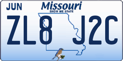 MO license plate ZL8J2C