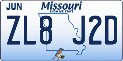 MO license plate ZL8J2D