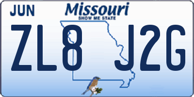 MO license plate ZL8J2G