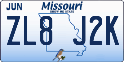 MO license plate ZL8J2K