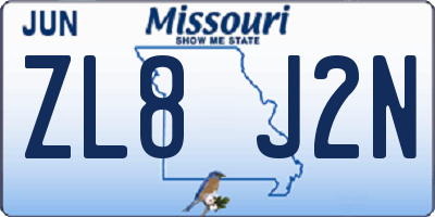 MO license plate ZL8J2N