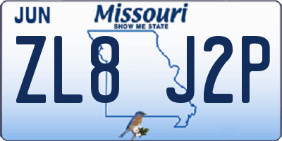 MO license plate ZL8J2P