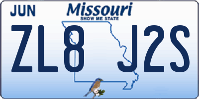 MO license plate ZL8J2S