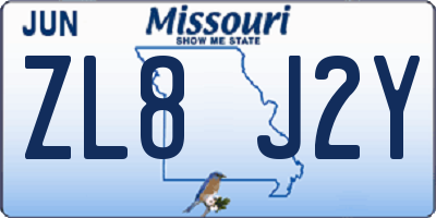 MO license plate ZL8J2Y