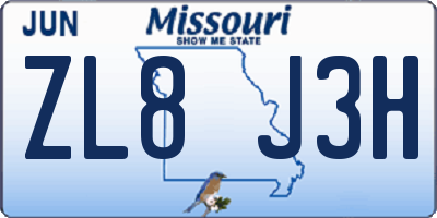 MO license plate ZL8J3H