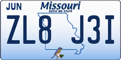 MO license plate ZL8J3I