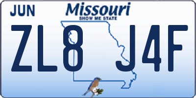 MO license plate ZL8J4F