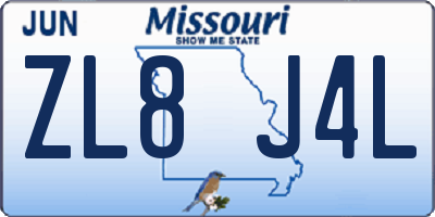 MO license plate ZL8J4L