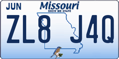MO license plate ZL8J4Q