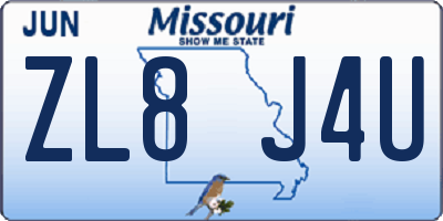 MO license plate ZL8J4U