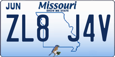 MO license plate ZL8J4V