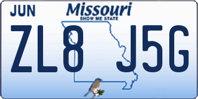 MO license plate ZL8J5G