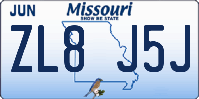 MO license plate ZL8J5J