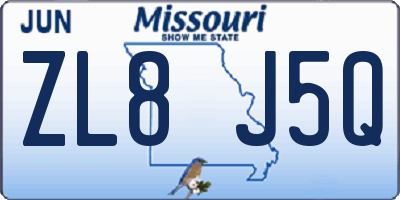 MO license plate ZL8J5Q