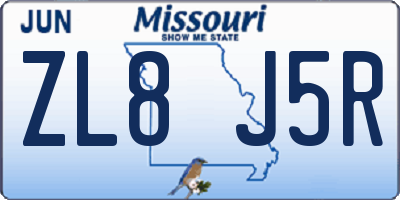 MO license plate ZL8J5R