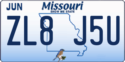 MO license plate ZL8J5U