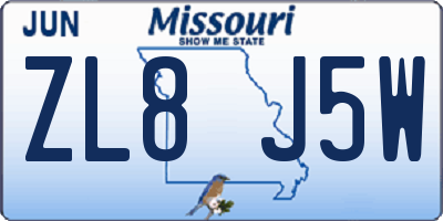 MO license plate ZL8J5W