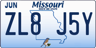 MO license plate ZL8J5Y