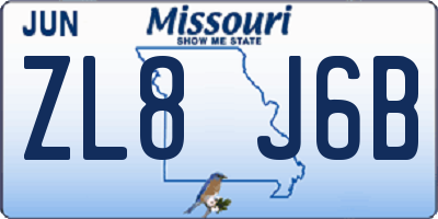 MO license plate ZL8J6B