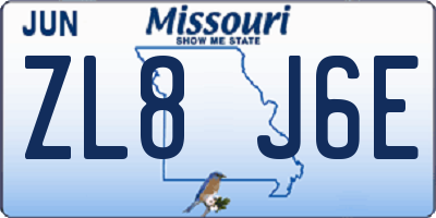 MO license plate ZL8J6E