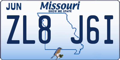 MO license plate ZL8J6I