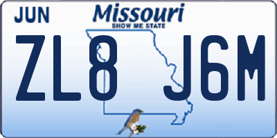 MO license plate ZL8J6M