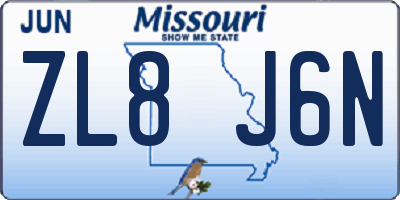 MO license plate ZL8J6N