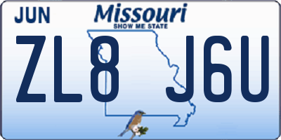 MO license plate ZL8J6U