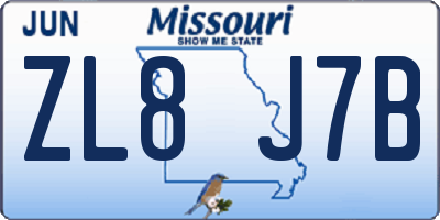 MO license plate ZL8J7B