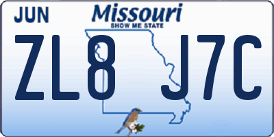 MO license plate ZL8J7C