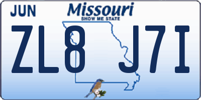 MO license plate ZL8J7I