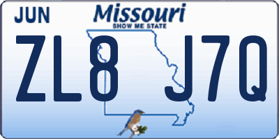 MO license plate ZL8J7Q